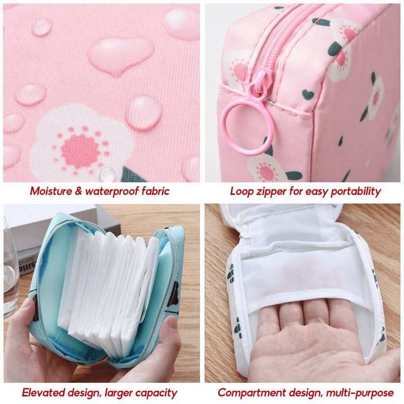 Multi-Function Travel Storage Bag - Sanitary Pad Pouch - Perfect For Toiletries, Sanitary Napkins, And Makeup - Scrollcart Qatar