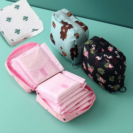 Multi-Function Travel Storage Bag - Sanitary Pad Pouch - Perfect For Toiletries, Sanitary Napkins, And Makeup - Scrollcart Qatar