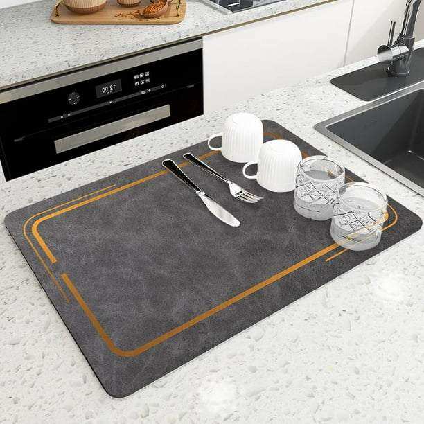 Non-slip Dish Drying Mat Super Absorbent Counder Top - Tableware Draining Quick Dry Pad - Scrollcart Qatar