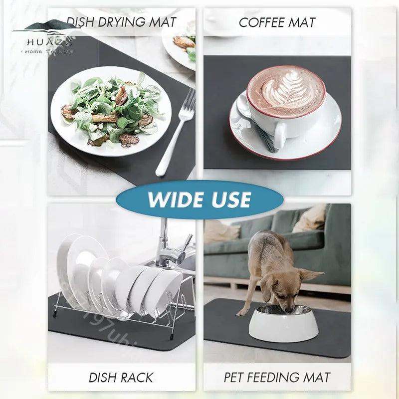 Non-slip Dish Drying Mat Super Absorbent Counder Top - Tableware Draining Quick Dry Pad - Scrollcart Qatar