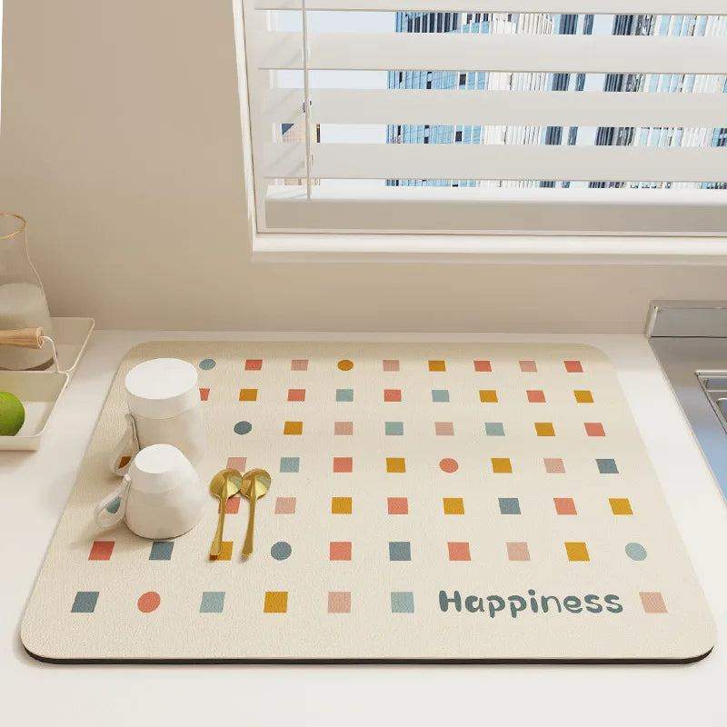 Non-slip Dish Drying Mat Super Absorbent Counder Top - Tableware Draining Quick Dry Pad - Scrollcart Qatar