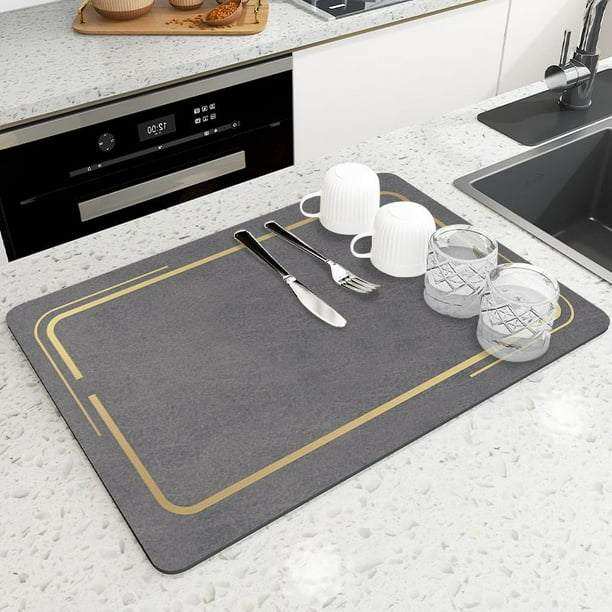 Non-slip Dish Drying Mat Super Absorbent Counder Top - Tableware Draining Quick Dry Pad - Scrollcart Qatar