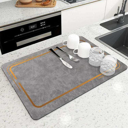 Non-slip Dish Drying Mat Super Absorbent Counder Top - Tableware Draining Quick Dry Pad - Scrollcart Qatar