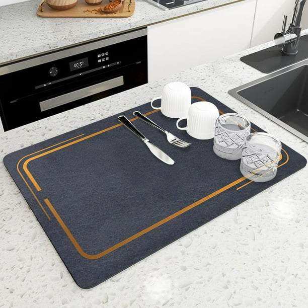 Non-slip Dish Drying Mat Super Absorbent Counder Top - Tableware Draining Quick Dry Pad - Scrollcart Qatar