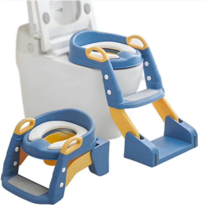 Toilet Potty Seat with Foldable Ladder - Toddler Toilet Seat for Boys & Girls Scrollcart Qatar 