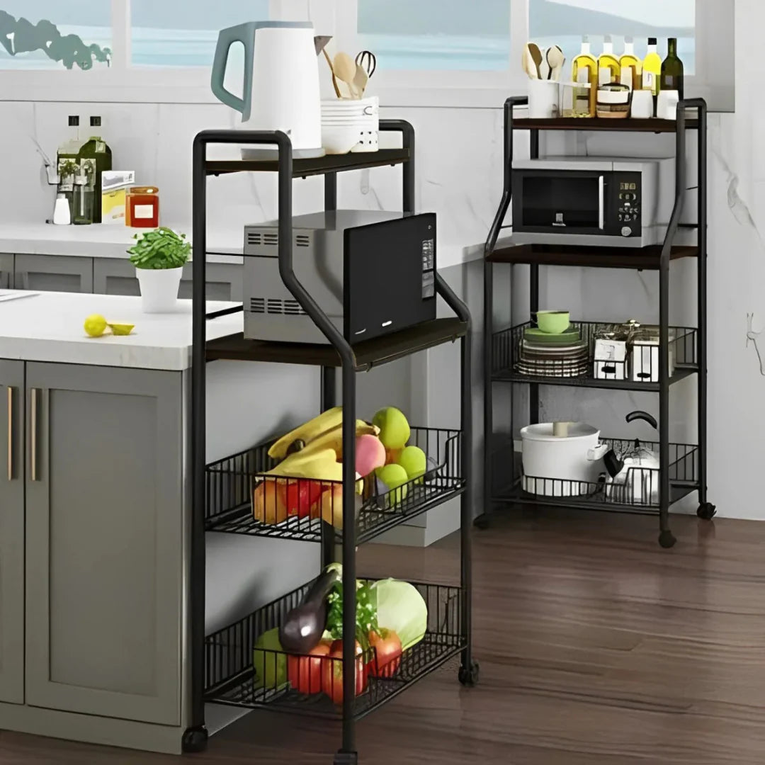 Shop Multi-Purpose Kitchen Storage Organizer Trolley Rack in Qatar