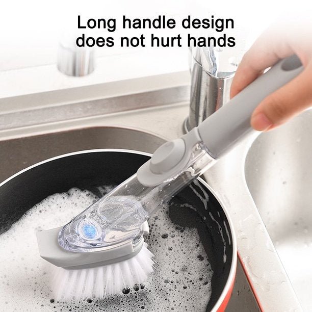 Refillable Liquid Cleaning Brush, Kitchen Bowl Scrubber, Cleaning Brush - Scrollcart Qatar