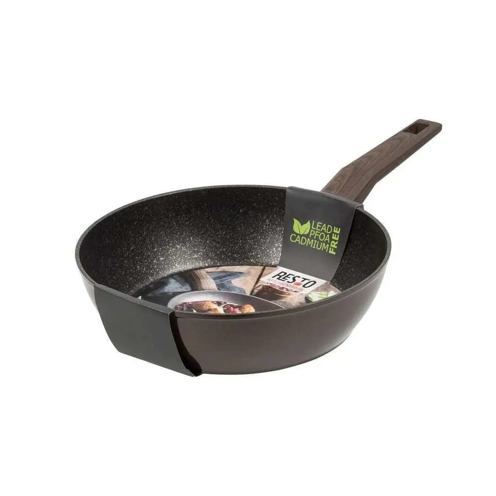 Fry pan: Resto Non-Stick Marble coated Deep Frypan with Hanging Loop - Scrollcart Qatar