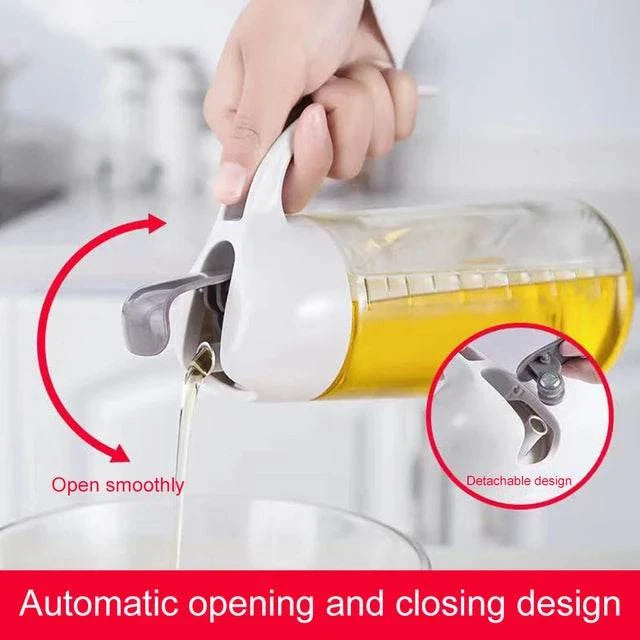 650 ML Kitchen Oil Glass Bottle with Automatic Lid