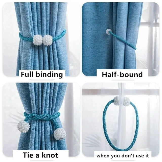 Curtain Clip Tie - Magnetic pearl ball Curtain Accessories