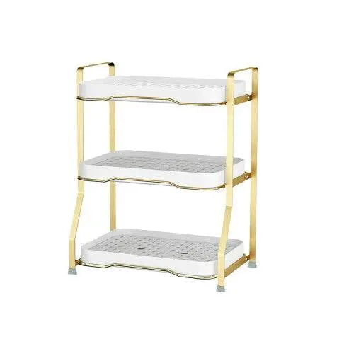 Multi - Layer Golden Kitchen Storage Drain Rack - Scrollcart Qatar