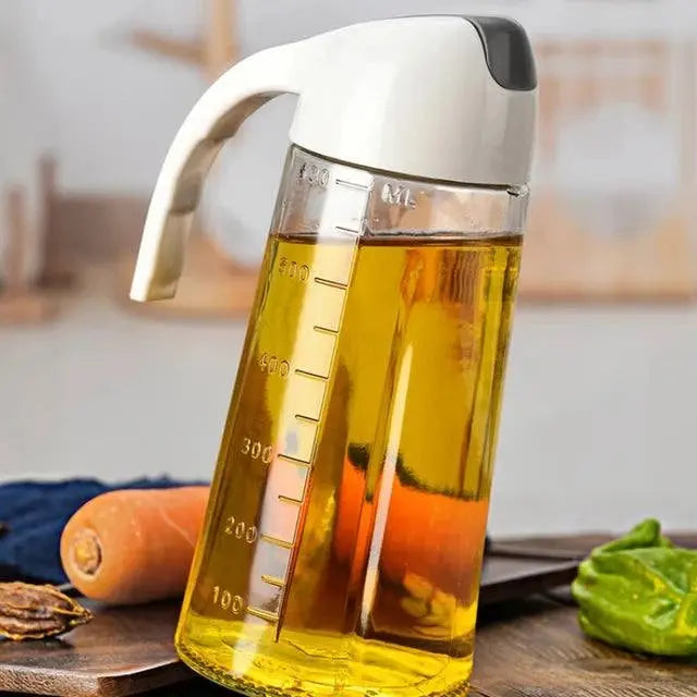 650 ML Kitchen Oil Glass Bottle with Automatic Lid - Scrollcart Qatar