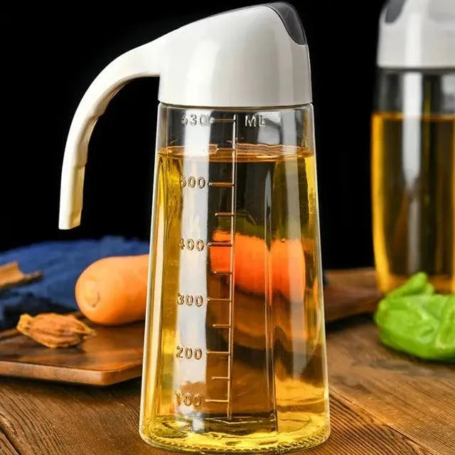 650 ML Kitchen Oil Glass Bottle with Automatic Lid - Scrollcart Qatar