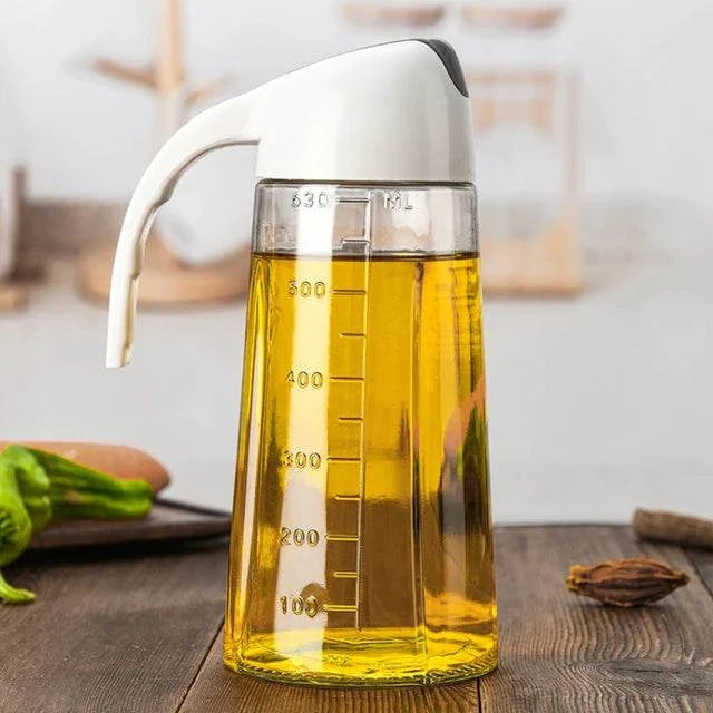 650 ML Kitchen Oil Glass Bottle with Automatic Lid