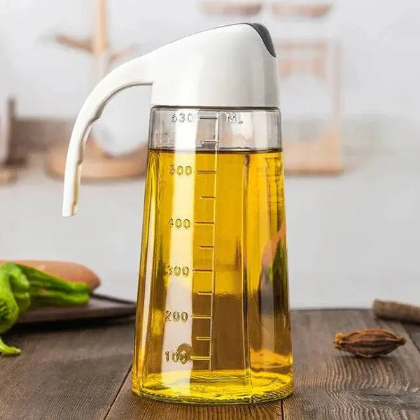 650 ML Kitchen Oil Glass Bottle with Automatic Lid - Scrollcart Qatar