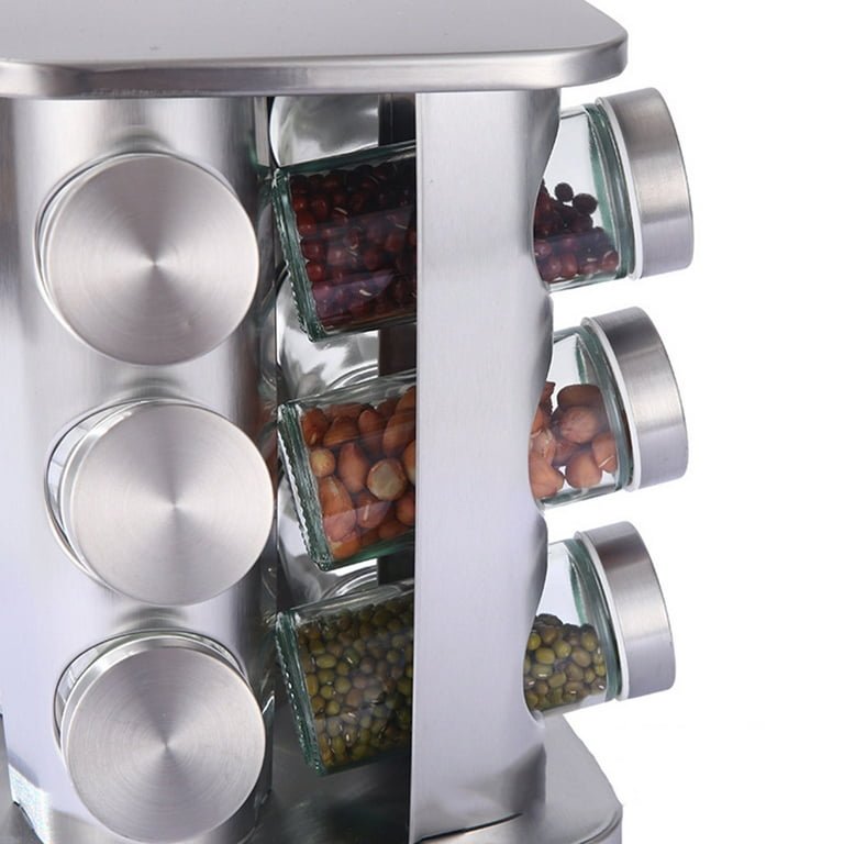 Rotatable Rack 12 Organizing Spice Glass jar - Scrollcart Qatar