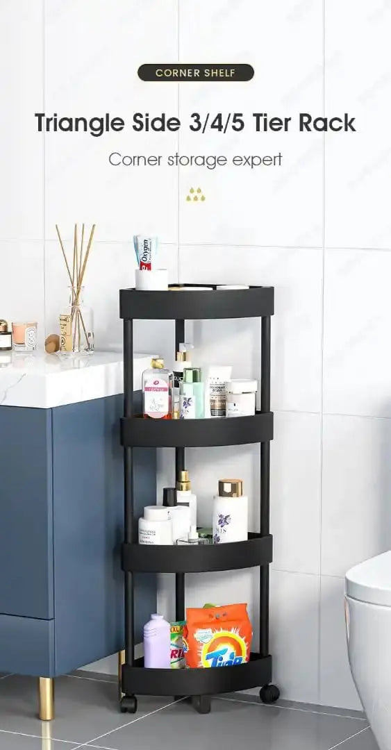 4-Tier Shelf Trolley Rack : Multi-functional Kitchen & Bathroom Storage Organizer. - Scrollcart Qatar