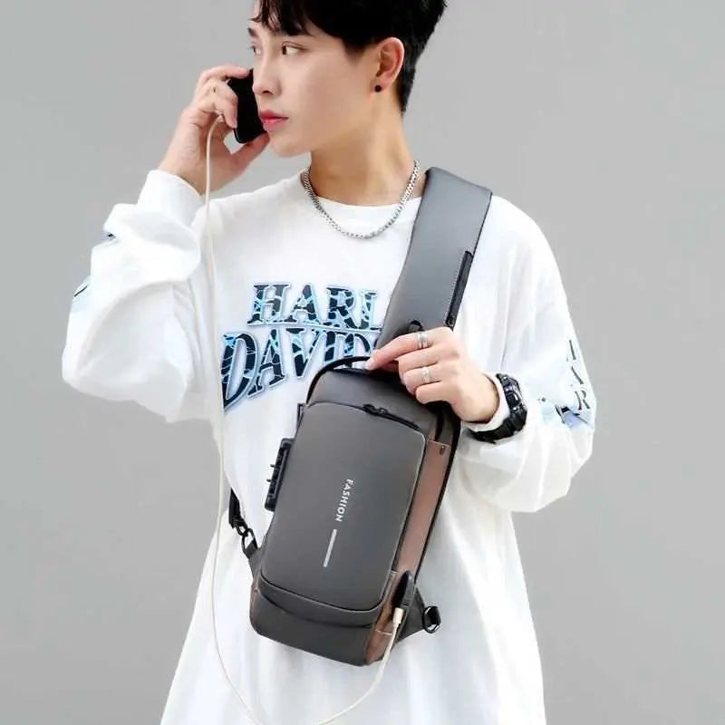 Secure Sling Backpack with USB Charging and Lock - Scrollcart Qatar