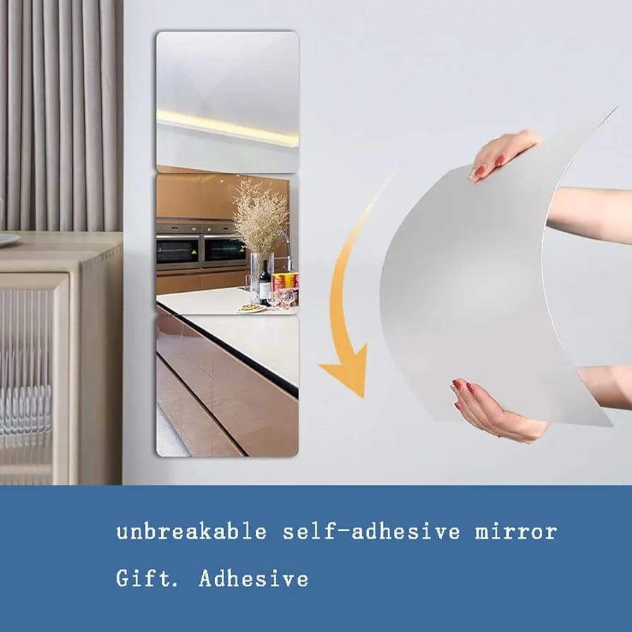 Self Adhesive Acrylic Mirror Wall Panel Plastic Flexible Mirror - Scrollcart Qatar