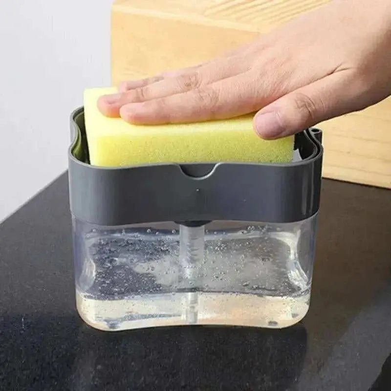 2-in-1 Portable Soap Pump Dispenser Sponge Holder
