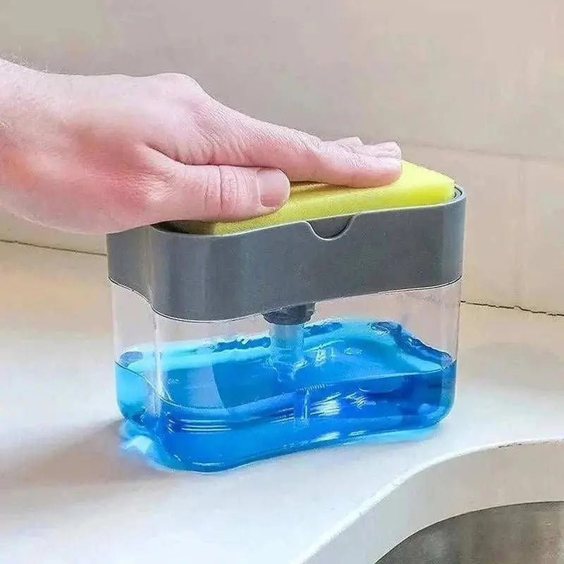 2-in-1 Portable Soap Dispenser with Sponge Holder | Kitchen Cleaning