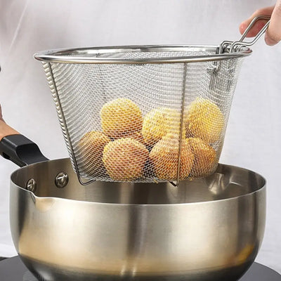 Stainless Steel Frying Basket Chip, Snack, French Fries Basket Holders for Home Kitchen| Restaurant - Scrollcart Qatar