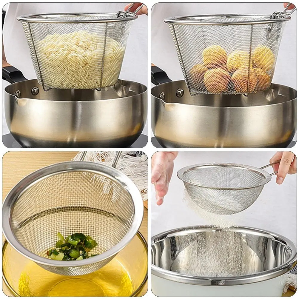 Stainless Steel Frying Basket Chip, Snack, French Fries Basket Holders for Home Kitchen| Restaurant - Scrollcart Qatar