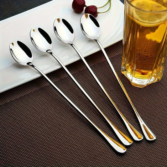 Stainless Steel Long-Handled Iced Tea Spoons, Perfect for Coffee and Ice Cream 7.8-Inch - Scrollcart Qatar