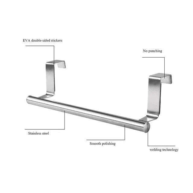 Stainless Steel Towel Rack for Bathroom, Towel Bar, Hanging Holder, Kitchen Cabinet, Shelf Hanger - Scrollcart Qatar