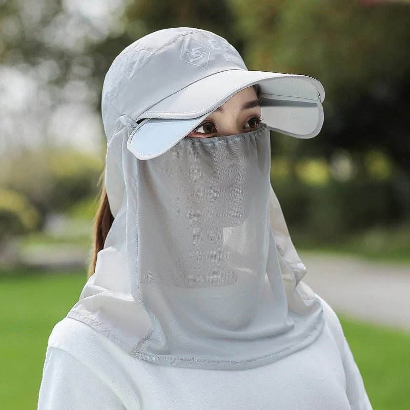 Sunshade Breathable Visor Cap with Face Mask - Scrollcart Qatar