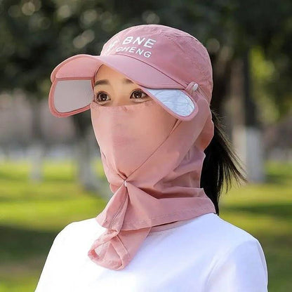 Sunshade Breathable Visor Cap with Face Mask - Scrollcart Qatar