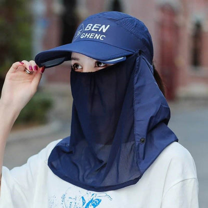 Sunshade Breathable Visor Cap with Face Mask - Scrollcart Qatar