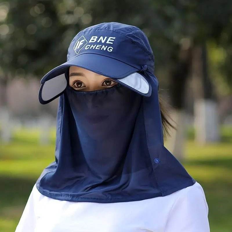 Sunshade Breathable Visor Cap with Face Mask - Scrollcart Qatar