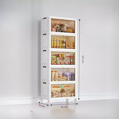 Multi-Layer Portable Storage Cabinet with Movable Wheels